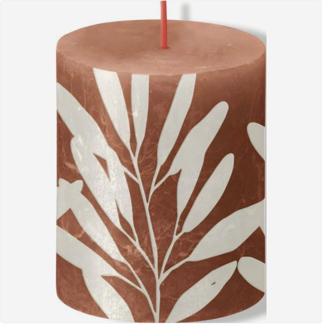 Bolsius Stompkaars Rusty Pink met Print – 80 x 68 mm – 35 Branduren