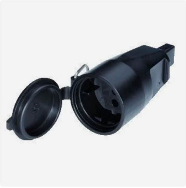 Benson Rubberen Contrastekker voor Prikkabel – Randaarde – Waterdicht – Zwart