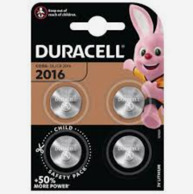 Duracell Knoopcelbatterijen - CR2016 - Lithium - 3V - 4 stuks