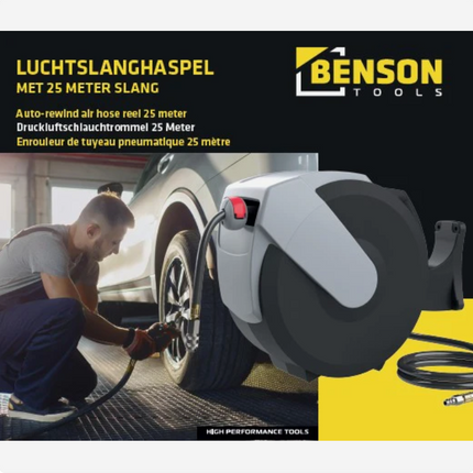 Benson Luchtslanghaspel - 25 Meter - Mobiel & Overzichtelijk