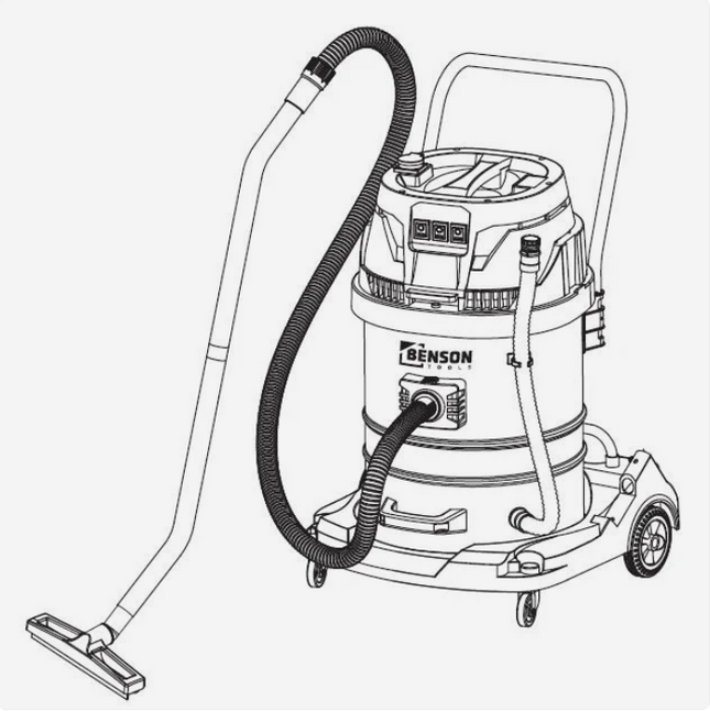Benson Industriële Bouwstofzuiger - Nat & Droog - 60 Liter - 2000W