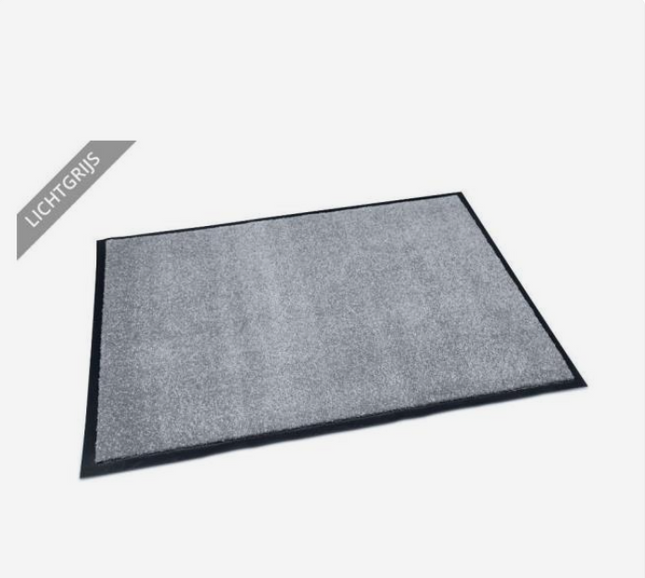 Benson Schoonloopmat XL - 90 x 150 cm - Lichtgrijs Uni - Absorberend & Slipvast