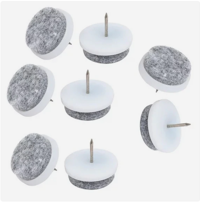 Benson Meubelviltglijders met Nagel - Ø 20 mm - Wit/Grijs - 24 stuks