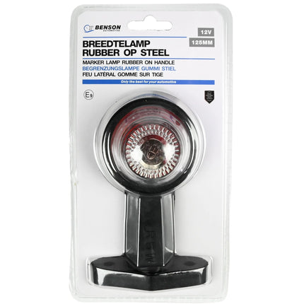 Benson Breedtelamp | Rubber op Steel | 125 mm | Rood/Wit | E-keur 12V