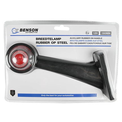 Benson Breedtelamp | Rubber op Steel 45° | 190 mm | Rood/Wit | E-keur