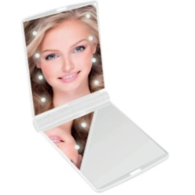 Benson Dubbelzijdige Make-up Spiegel – 8 LED – Draagbaar – Compact