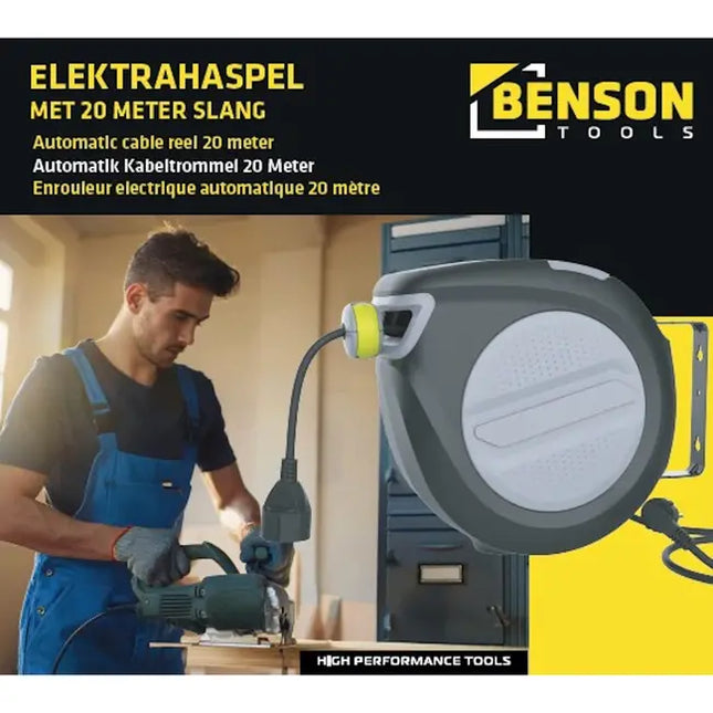 Benson Elektrahaspel – 20 meter – Robuust & Stekkerklaar