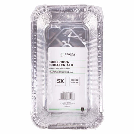 Benson Grillschalen Aluminium - 5 Stuks - 25 x 14 x 5,5 cm - BBQ Druipbakjes