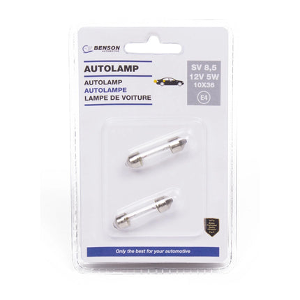 Benson Autolamp Buis SV8.5 | 12V | 5W | 2-Delig | E4 Goedgekeurd