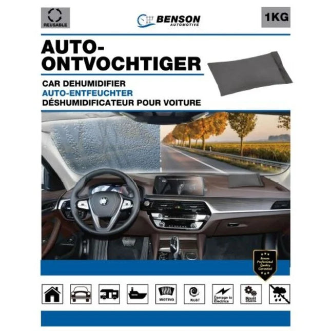 Benson Herbruikbare Auto-ontvochtiger – 1 kg XL – Tegen Condens & Schimmel – Magnetron Herlaadbaar
