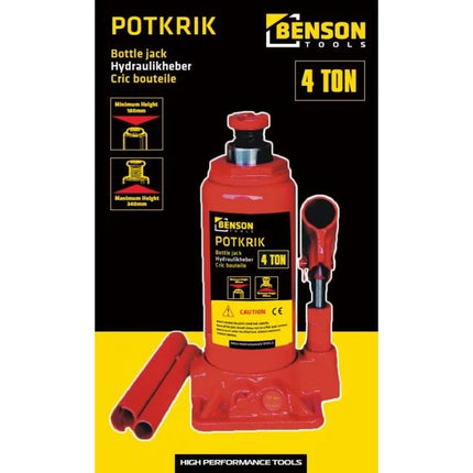 Benson Hydraulische Potkrik – 4 Ton – Hefbereik 180-340 mm – Compact & Krachtig