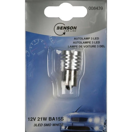 Benson LED Autolamp - 12V 21W - 3 SMD LED - Wit - BA15s