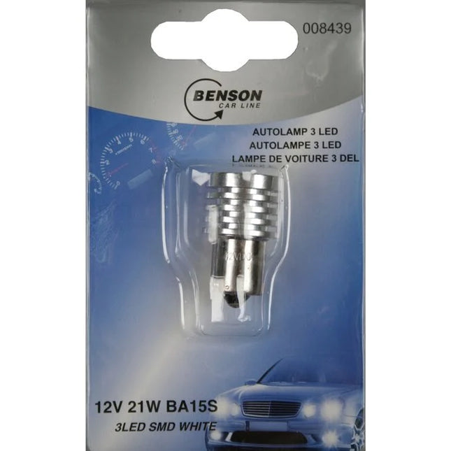 Benson LED Autolamp - 12V 21W - 3 SMD LED - Wit - BA15s