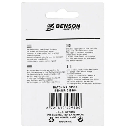 Benson Nippelset voor Opblaasspeelgoed – Universeel – 3-delig – Multifunctioneel