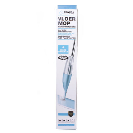 Benson Vloermop met Sprayfunctie – Microvezel – 360° Draaibaar – Voor Harde Vloeren