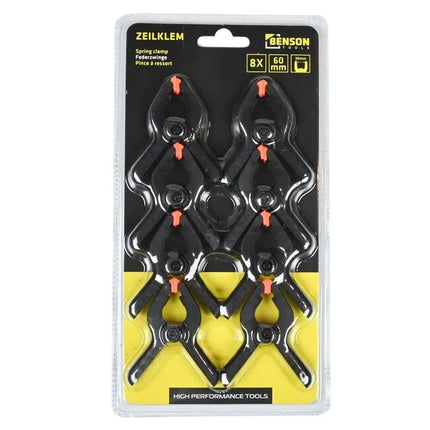 Benson Zeilklem - Marktklem - Super PVC - 60 mm - 8 stuks - Zwart/Oranje