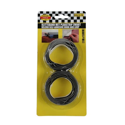Benson Zelfklevend Klittenband Zwart 19 mm - 2 x 1 Meter