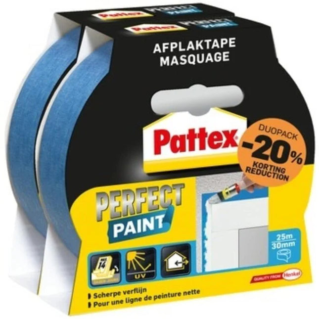 Pattex Afplaktape Perfect Paint 30 mm x 25 m - 2-pack - Blauw
