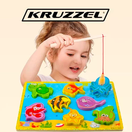 Kruzzel Visspel - Educatieve Houten Puzzel met Magneet