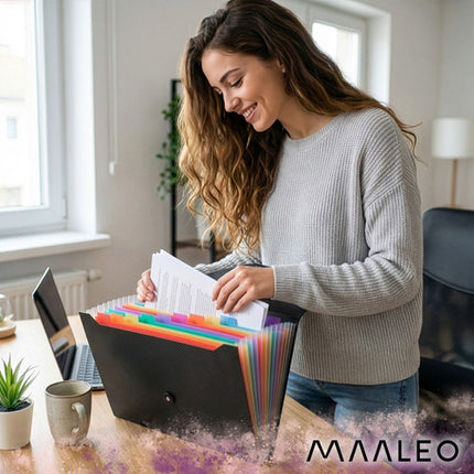 Maaleo Documentenmap A4 - 13 Vakken - Accordeon Organizer - Zwart
