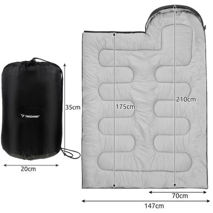 Trizand 2-in-1 Slaapzak - Mummy Model - 210 cm - Zwart/Grijs