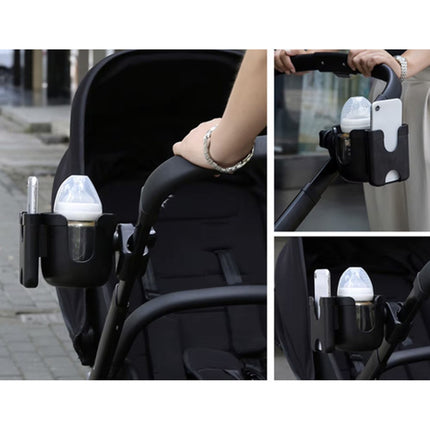 Kruzzel 2-in-1 Kinderwagenhouder - Beker- en Telefoonhouder - Zwart