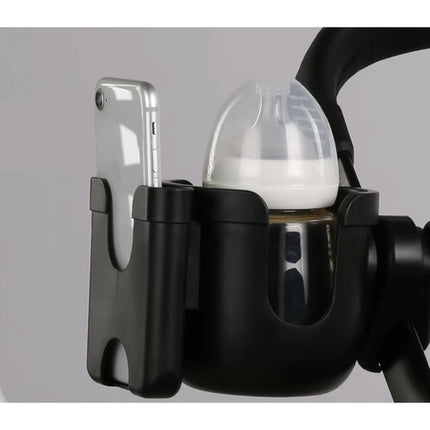 Kruzzel 2-in-1 Kinderwagenhouder - Beker- en Telefoonhouder - Zwart