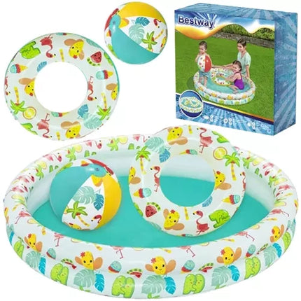 Bestway 3-in-1 Opblaasbaar Zwembad - Met Bal en Zwemband - 122 x 20 cm