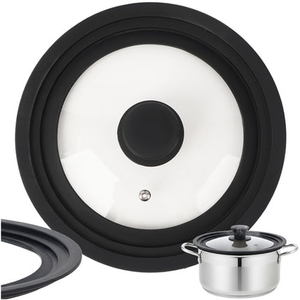 Ruhhy 25563 Universele Glazen Deksel met Siliconen Rand - 18/20/22 cm