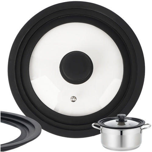 Ruhhy 25563 Universele Glazen Deksel met Siliconen Rand - 18/20/22 cm