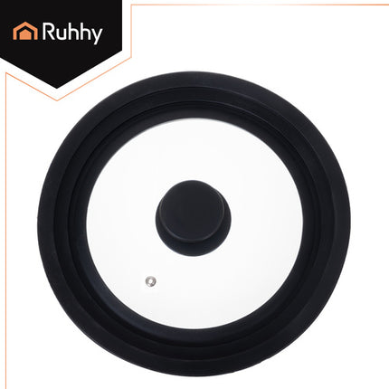 Ruhhy 25563 Universele Glazen Deksel met Siliconen Rand - 18/20/22 cm