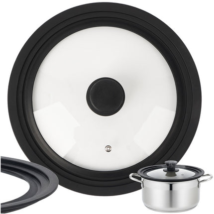 Ruhhy 25560 Universele Glazen Deksel met Siliconen Rand - 24/26/28 cm