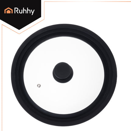 Ruhhy 25560 Universele Glazen Deksel met Siliconen Rand - 24/26/28 cm