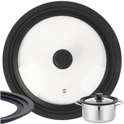Ruhhy 25561 Universele Glazen Deksel met Siliconen Rand - 28/30/32 cm
