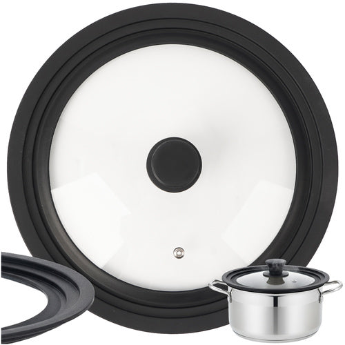 Ruhhy 25561 Universele Glazen Deksel met Siliconen Rand - 28/30/32 cm