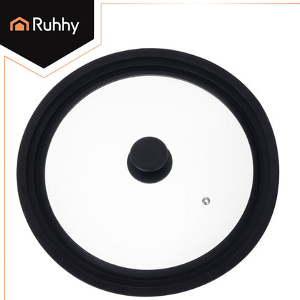 Ruhhy 25561 Universele Glazen Deksel met Siliconen Rand - 28/30/32 cm