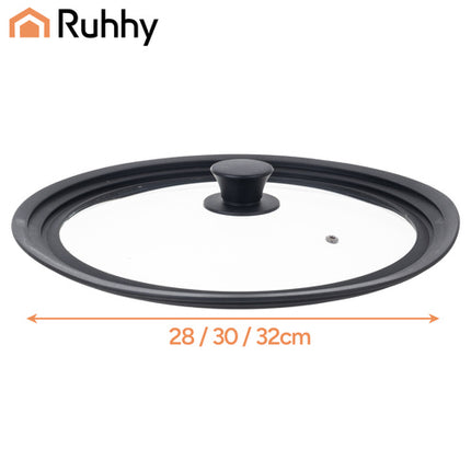 Ruhhy 25561 Universele Glazen Deksel met Siliconen Rand - 28/30/32 cm