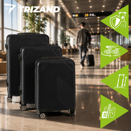 Trizand Kofferset 3-delig - Hardcase ABS - 39L, 70L & 99L - Zwart