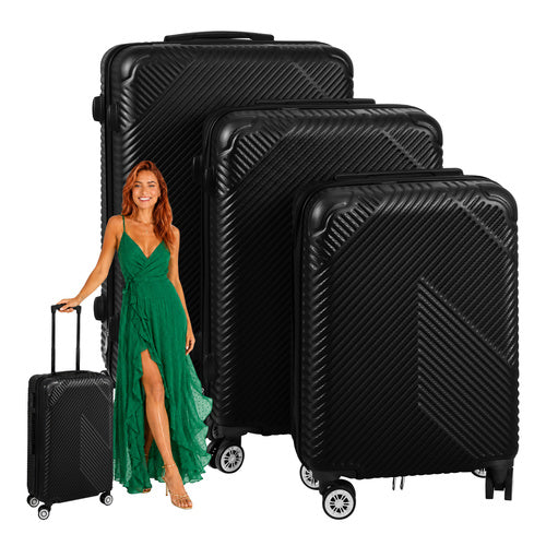 Trizand Kofferset 3-delig - Hardcase ABS - 39L, 70L & 99L - Zwart