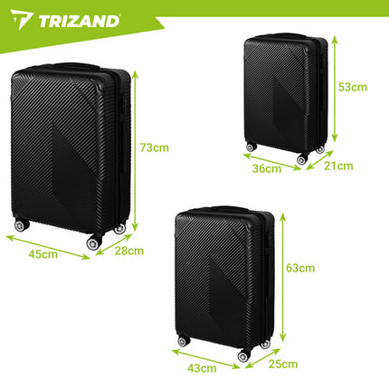 Trizand Kofferset 3-delig - Hardcase ABS - 39L, 70L & 99L - Zwart