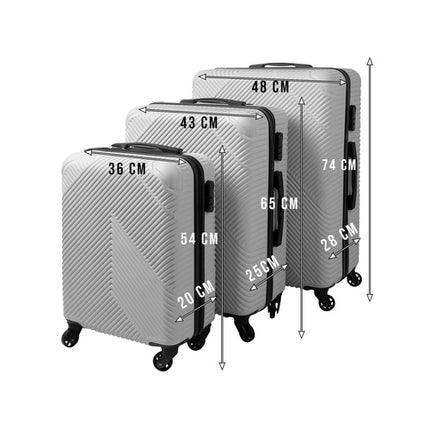 Trizand Koffer-set 3-delig - Hardcase ABS - 39L, 70L & 99L - Grijs