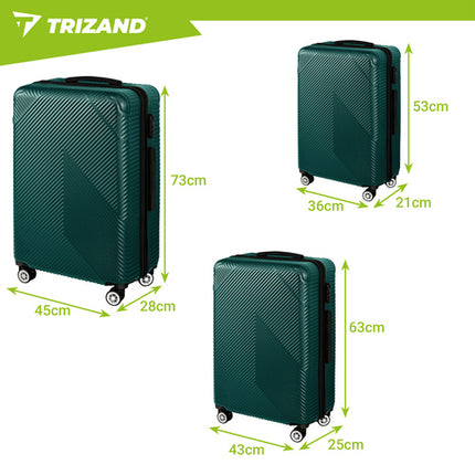 Trizand 3-delige Kofferset - Groen - ABS Reisbagage - S, M, L