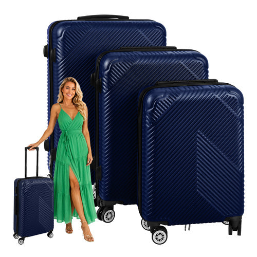 Trizand Kofferset 3-delig - Hardcase ABS - 39L, 70L & 99L - Marineblauw