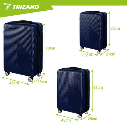 Trizand Kofferset 3-delig - Hardcase ABS - 39L, 70L & 99L - Marineblauw