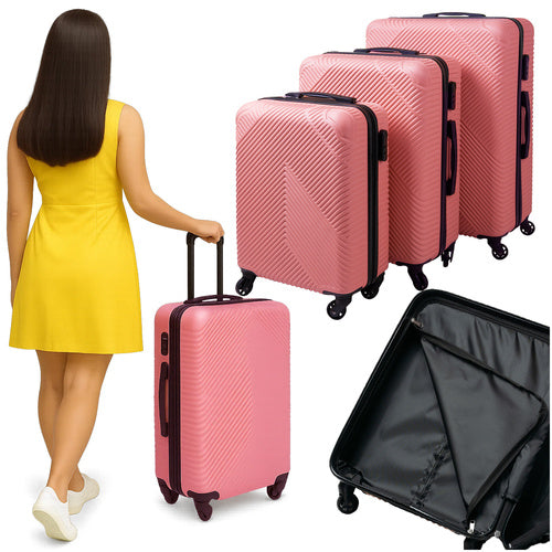 Trizand Kofferset 3-delig - Hardcase ABS - 39L, 70L & 99L - Roze
