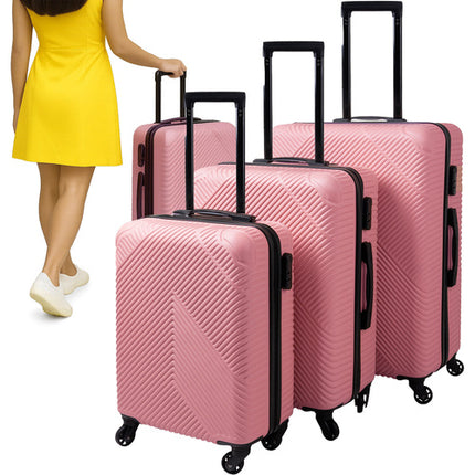 Trizand Kofferset 3-delig - Hardcase ABS - 39L, 70L & 99L - Roze