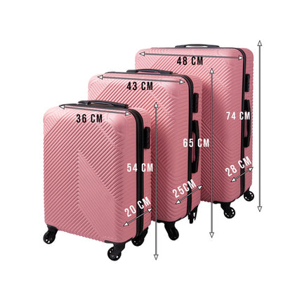 Trizand Kofferset 3-delig - Hardcase ABS - 39L, 70L & 99L - Roze
