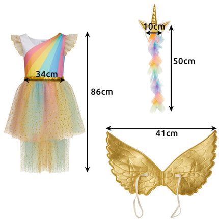 Kruzzel Eenhoorn Kostuum 3-Delig - Maat 110-116 cm - Verkleedset