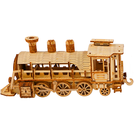 Kruzzel 3D Puzzel Stoomlocomotief met Tender - Houten Bouwset