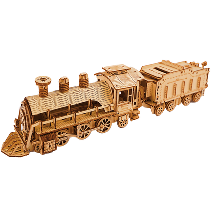 Kruzzel 3D Puzzel Stoomlocomotief met Tender - Houten Bouwset
